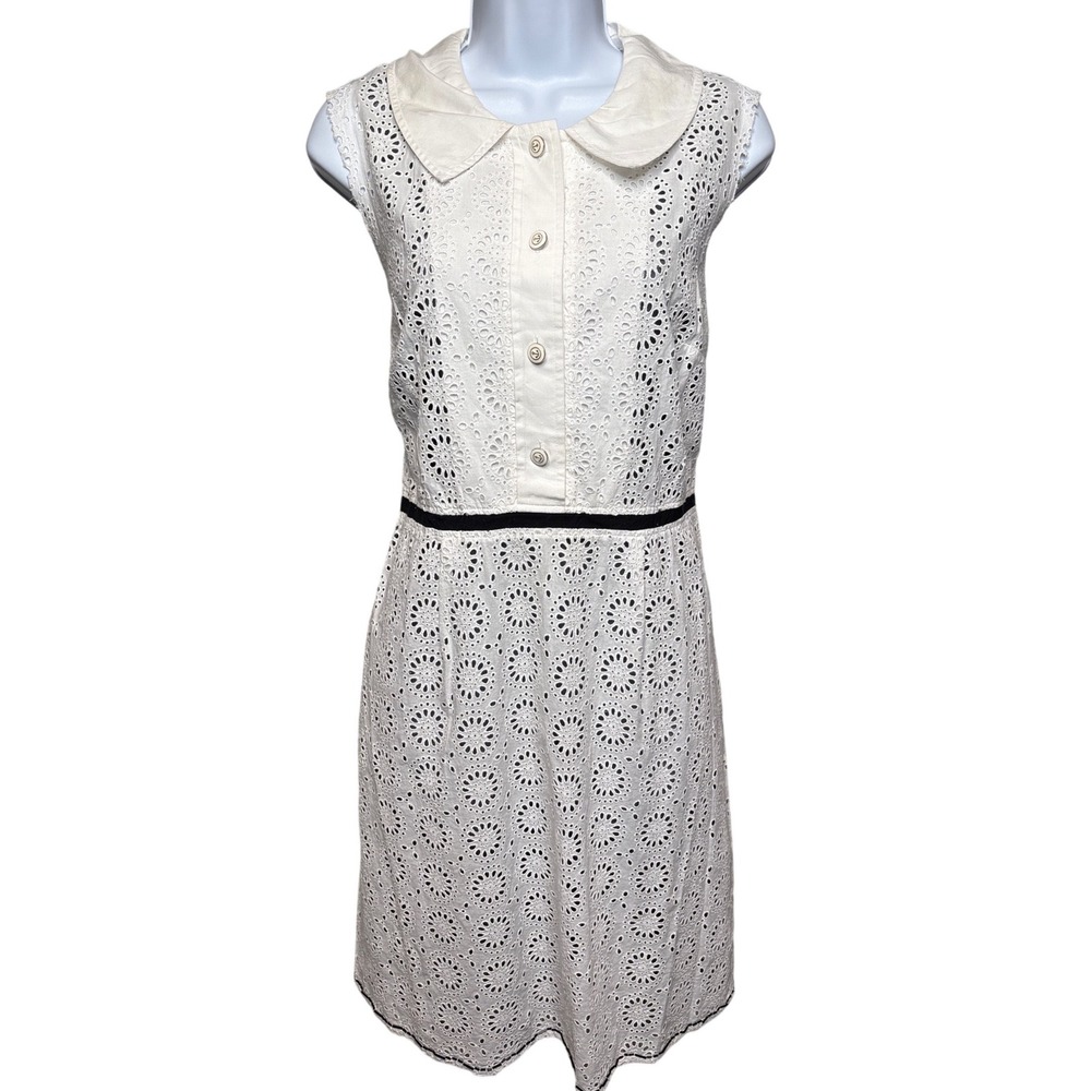 LAVENDER LABEL x VERA WANG White Eyelet Shift Dress 8 Designer Nautical Coquette